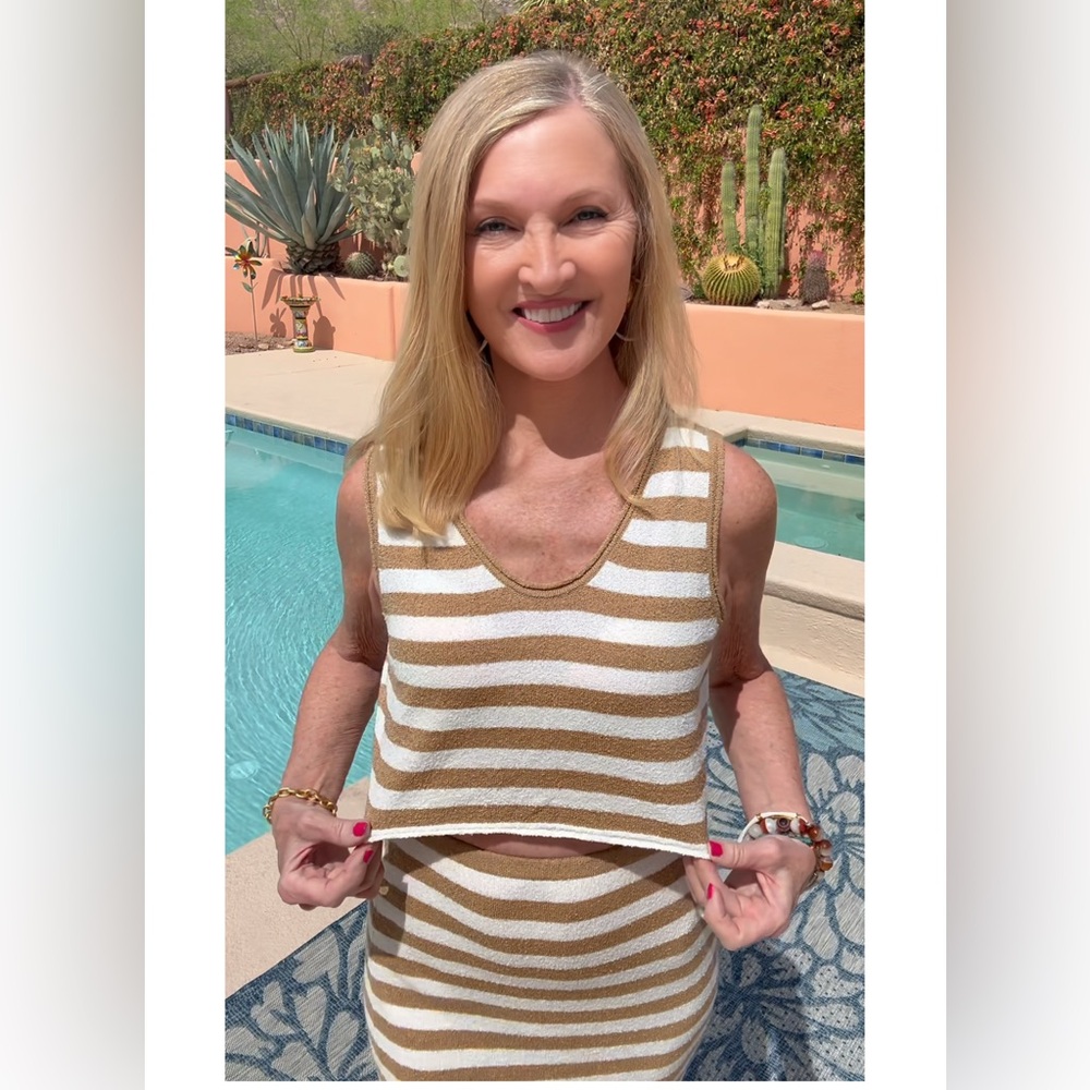 NWT Striped Lightweight Sweater Knit Top and Midi Skirt Set-S - Picture 14 of 17